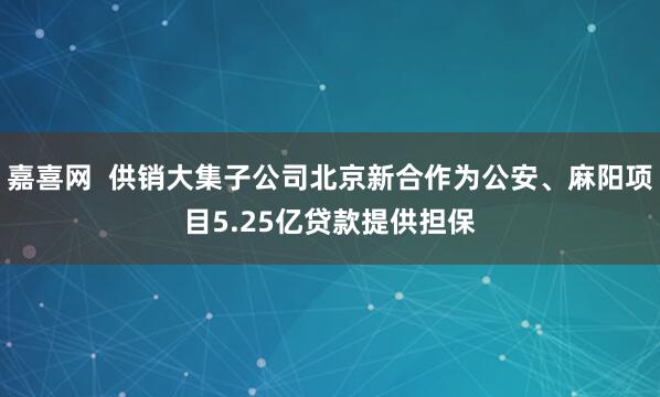 嘉喜网  供销大集子公司北京新合作为公安、麻阳项目5.25亿贷款提供担保